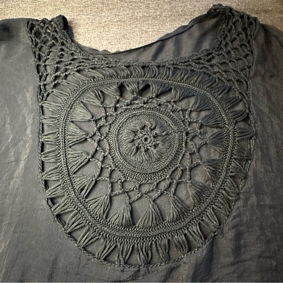 🎆 Swim Suit cover up black plus size Elegant Crochet oversized pool pull on - Picture 4 of 7